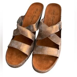 Helle Comfort Copper Double Strap Adjustable Leather Sandals Slip On Size 43
